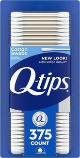 Q-tips Cotton Swabs for Hygiene and Beauty Care Original Cotton Swab Made with 100%-Cotton,375 Count (Pack of 12)