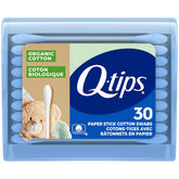 Q-Tips Organic Cotton Swabs Travel Size Toiletries, for Baby, Beauty and First Aid, 100% Organic Cotton, 30 Count