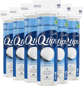 Q-Tips Premium Cotton Rounds for Face, 100% Cotton, Soft Lint Free Makeup Remover Pads, Cleansing Face Pads for Toner, Nail Polish Remover, Skin Care and Beauty Use, 80 Count Per Pack, 6 Pack