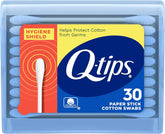 Q-Tips Cotton Swabs, Hygiene Shield Travel Size Toiletries, for First Aid, Beauty and Baby, 100% Cotton, 30 Count