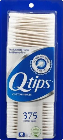 Q-tips Cotton Swabs for Hygiene and Beauty Care Original Cotton Swab Made with 100%-Cotton,375 Count (Pack of 12)