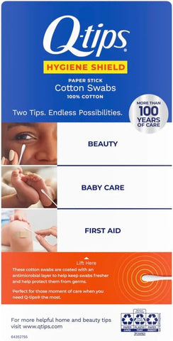 Q-tips Antimicrobial Cotton Swabs Cotton Buds for Cleaning Antimicrobial Treated to Help Keep Swabs Fresher 300 Count