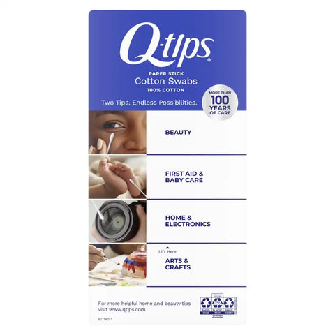 Q-tips Cotton Swabs for Hygiene and Beauty Care Original Cotton Swab Made with 100%-Cotton,375 Count (Pack of 12)