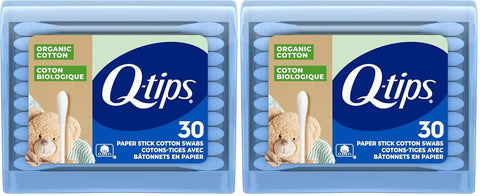 Q-tips Organic Cotton Swabs Travel Size Toiletries, for Baby, Beauty and First Aid, 100% Organic Cotton, 30 Count (Pack of 2)
