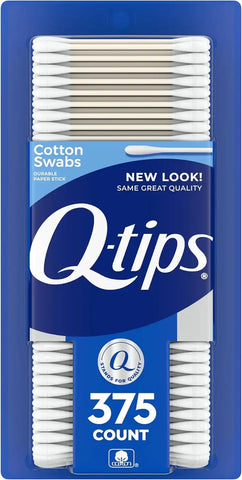 Q-tips Cotton Swabs for Hygiene and Beauty Care Original Cotton Swab Made with 100%-Cotton,375 Count (Pack of 12)