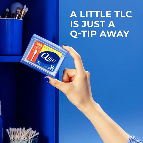 Q-tips Cotton Swabs, Hygiene Shield Travel Size Toiletries, for First Aid, Beauty and Baby, 100% Cotton, 30 Count (Pack of 2)