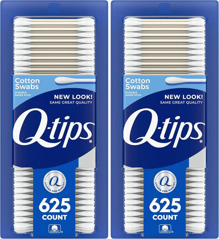 Q-tips Cotton Swabs for Hygiene and Beauty Care Original Cotton Swab Made with 100% Cotton 625 Count, (Pack of 2)