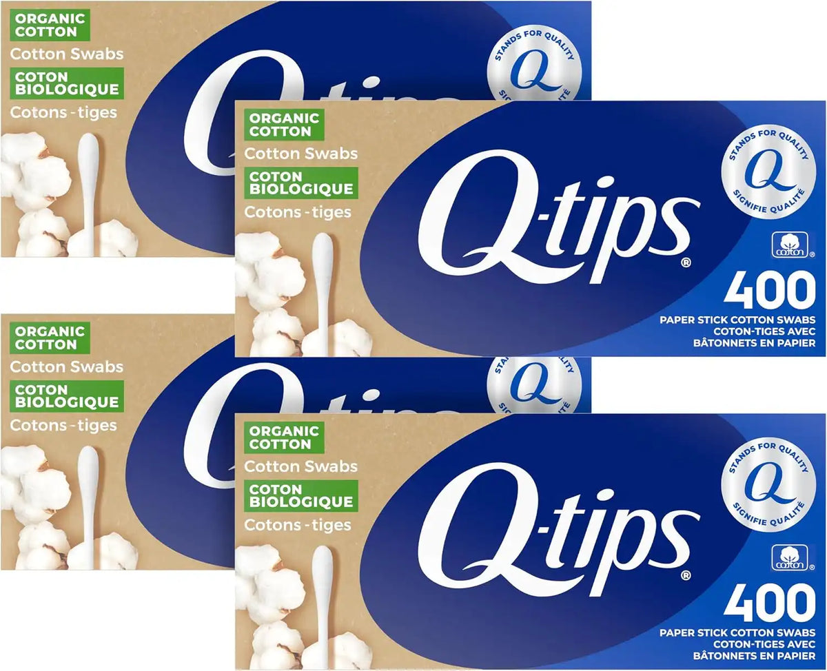 Q-tips Cotton Swabs Organic Swab Ultimate Home and Beauty Tool Made from Organic Cotton, 400 Count (4 Pack) 1600 total swabs