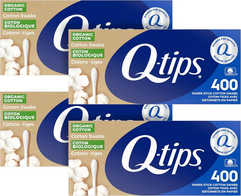 Q-tips Cotton Swabs Organic Swab Ultimate Home and Beauty Tool Made from Organic Cotton, 400 Count (4 Pack) 1600 total swabs
