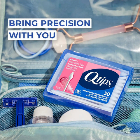 Q-Tips Cotton Swabs, Precision Tips, Travel Size Toiletries for Beauty and Home, 100% Cotton, 30 Count