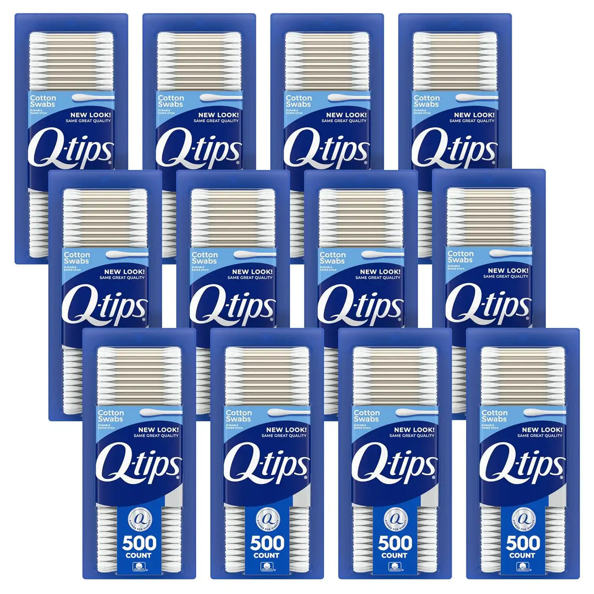 Q-tips Cotton Swabs for Hygiene and Beauty Care Original Cotton Swab Made with 100% Cotton 500 Count, Pack of 12